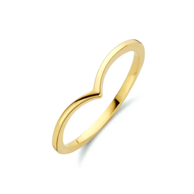'Vieve' 14 karaat geelgouden wishbone ring