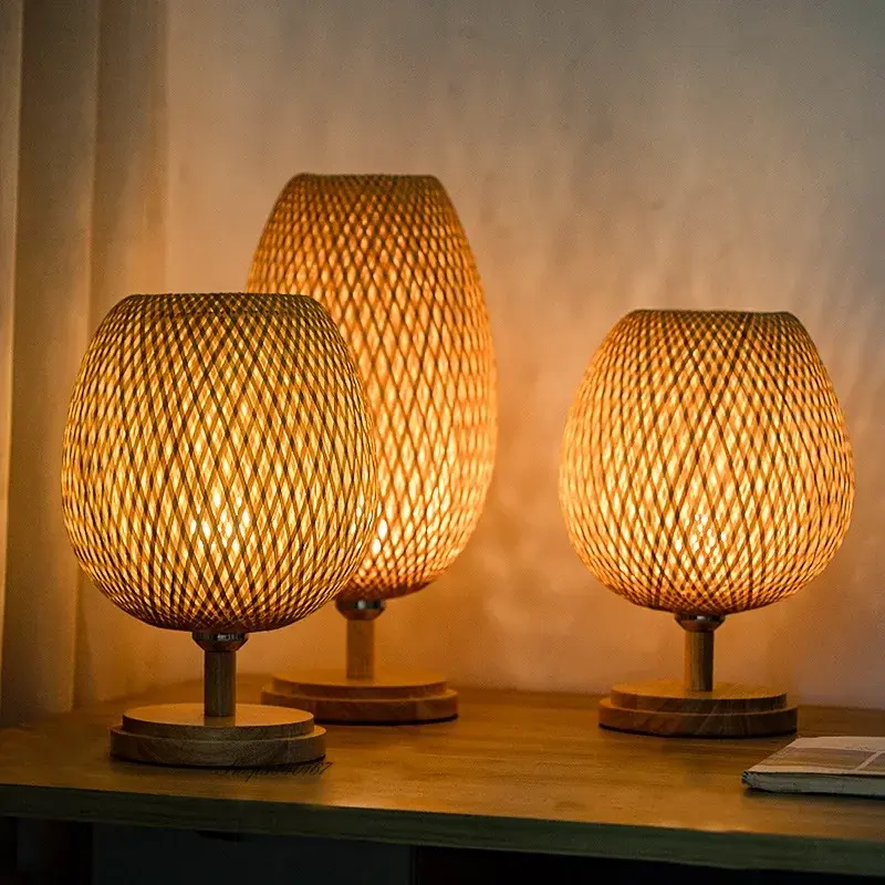 Vintage Bambus Tischlampe - TimberGlow