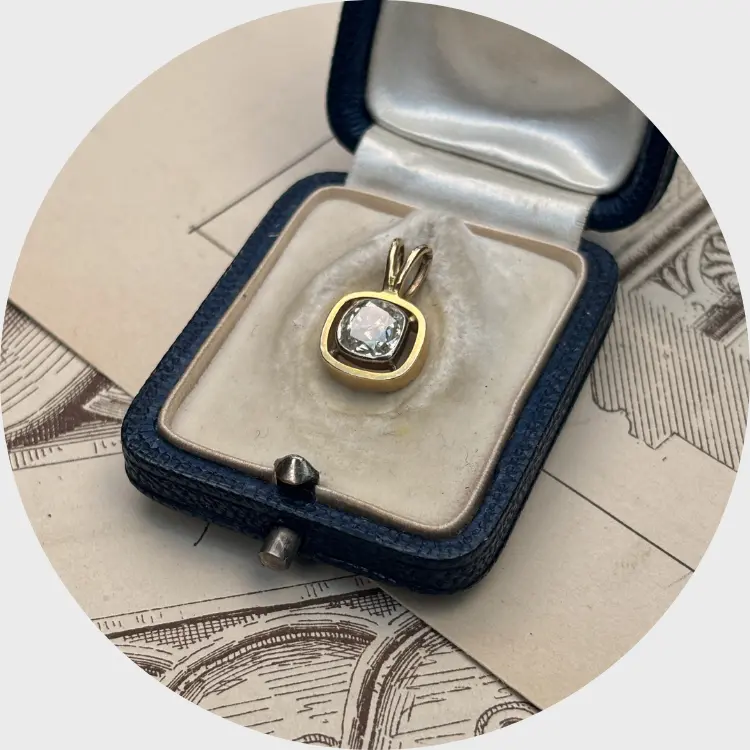 Vintage Pendant with an Antique Cushion-Cut Diamond, 0.65 carats