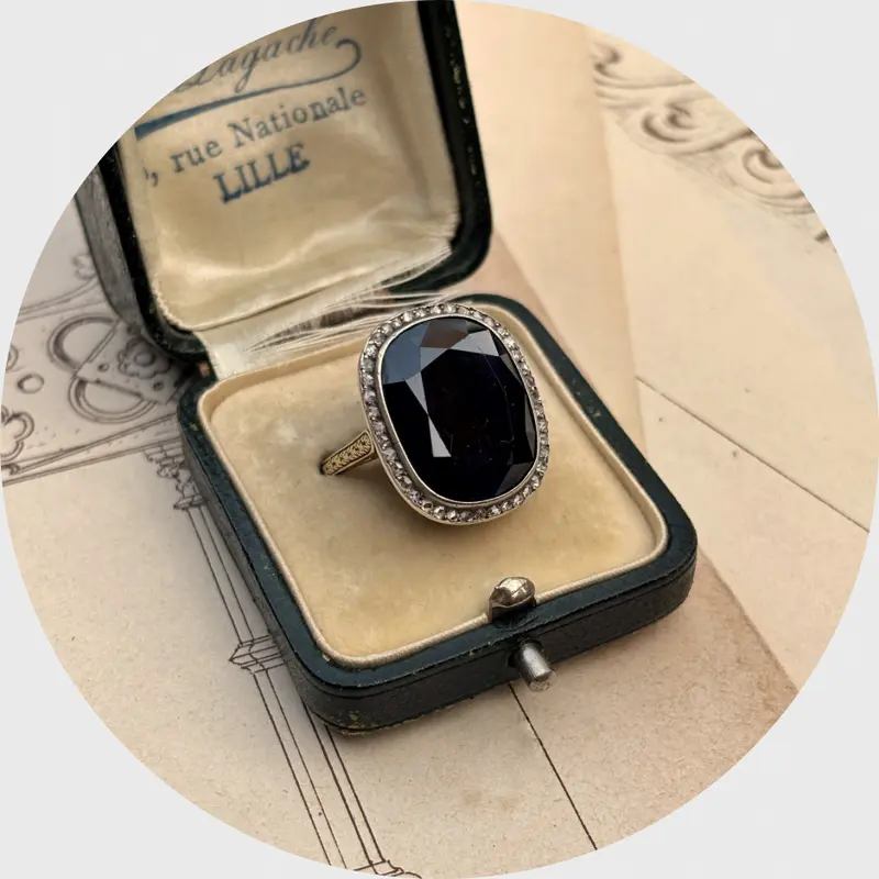 Vintage Sapphire & Diamond Cluster Ring