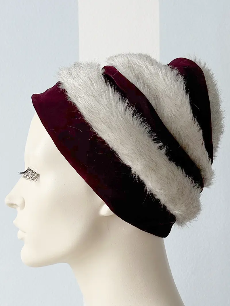 Vintage velours en faux fur hoedje