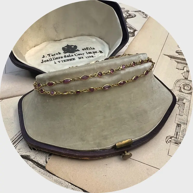 Vintage Yellow Gold Ruby Link Bracelet