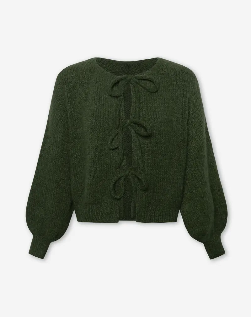 VIVI BOW CARDIGAN LEGERGROEN