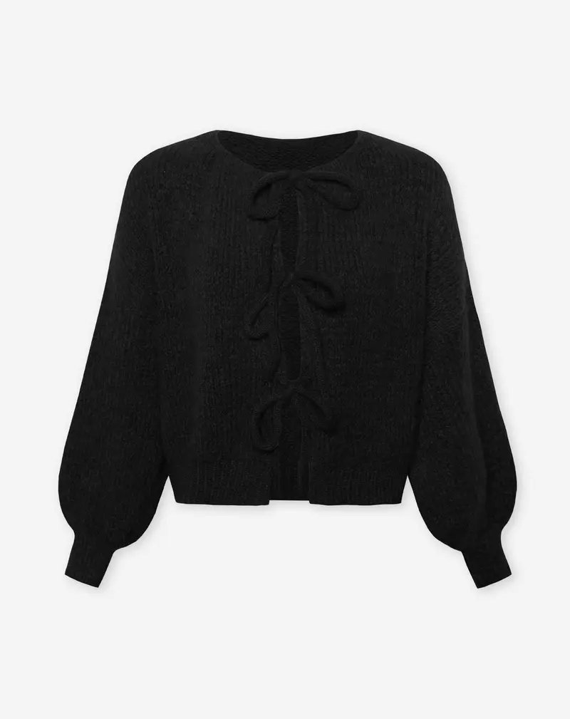 VIVI BOW CARDIGAN ZWART