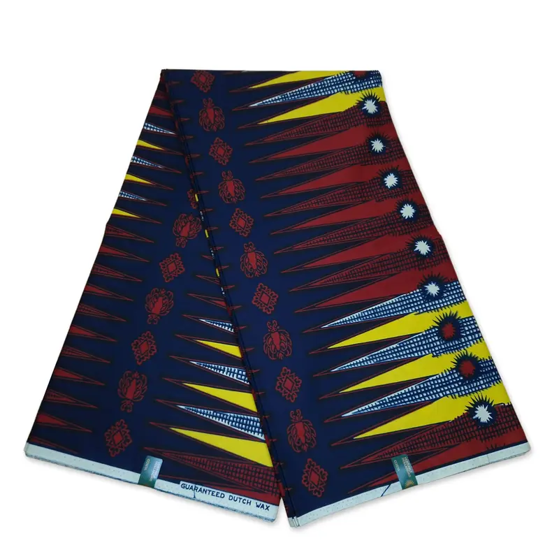 VLISCO Hollandais Wax print fabric - Blue / Red pencil stripes