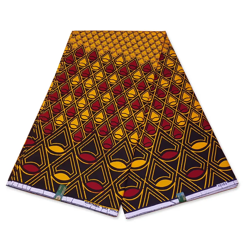 VLISCO Hollandais Wax print fabric - RED / YELLOW BANGA