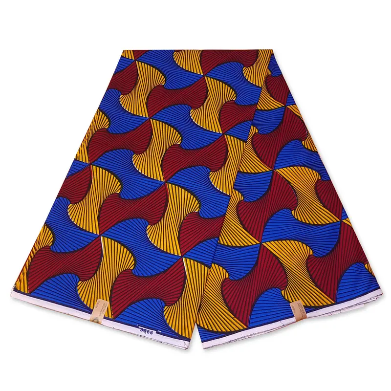 VLISCO Hollandais Wax print fabric - RED / YELLOW / BLUE SANTANA