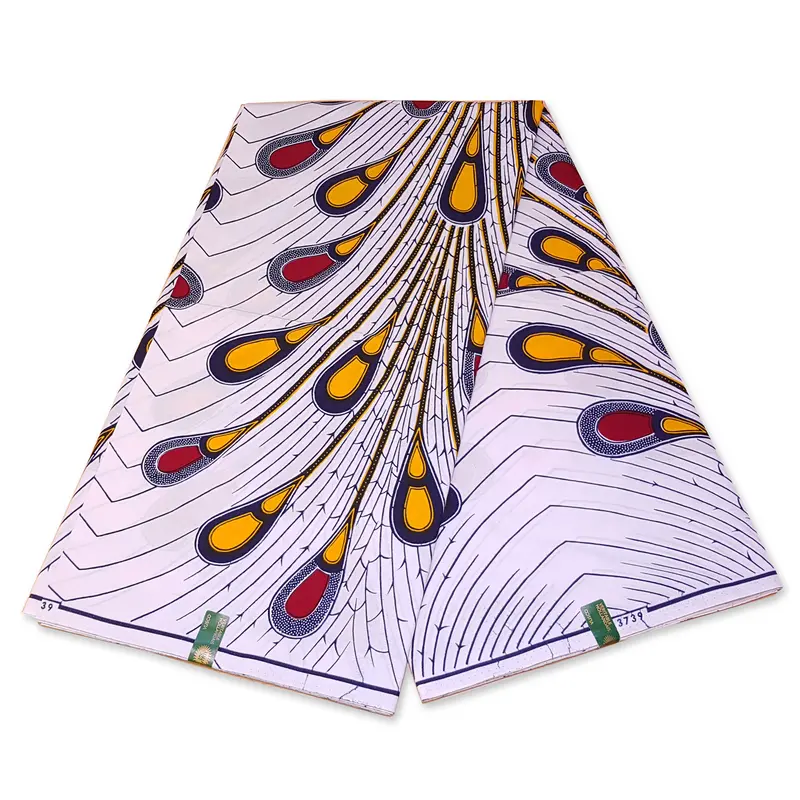 VLISCO Hollandais Wax print fabric - WHITE / RED BULB