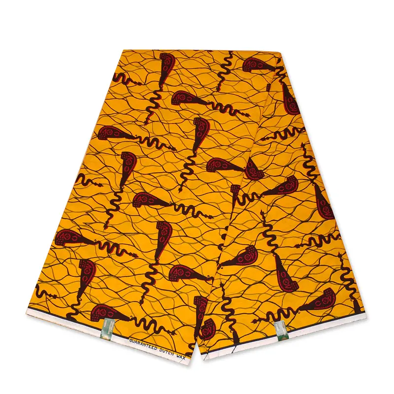 VLISCO Hollandais Wax print fabric - Yellow / Red Bottle opener