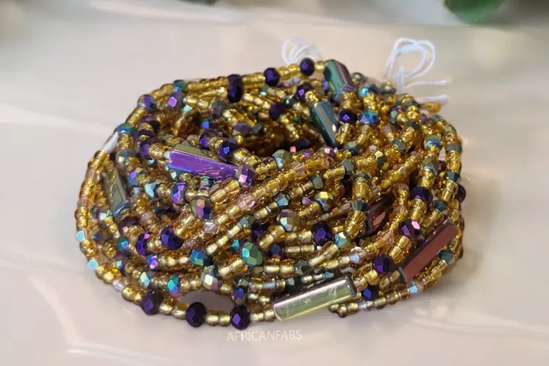 Waist Beads / African Hip Chain - Adamma - Gold mix (Traditional non-elastic string)