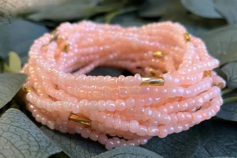 Waist Beads / African Hip Chain - IYE - Light peach (elastic)