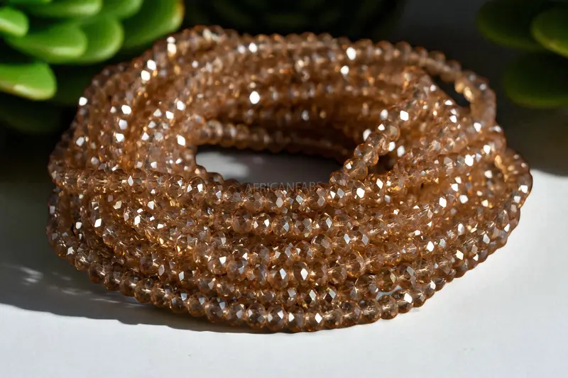 Waist Beads / African Waist Chain - IVIE- Gold Crystal (elastic)
