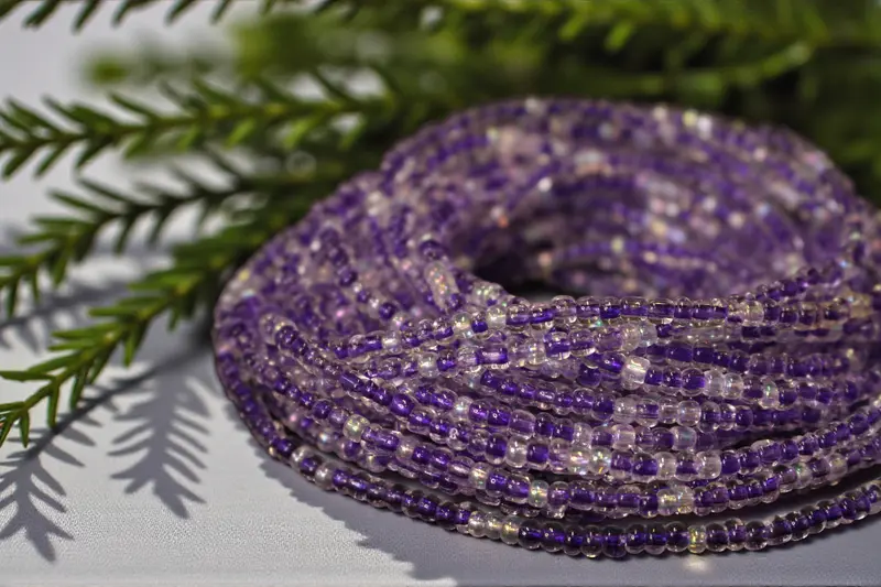 Waist Beads / African Waist Chain - UYI - Purple (elastic)