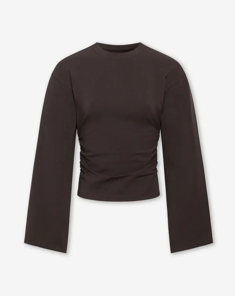 WAISTED LONGSLEEVE TOP DONKERBRUIN