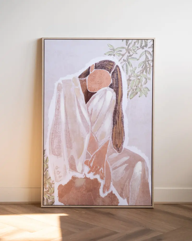 Wall Art Lady Canvas Beige