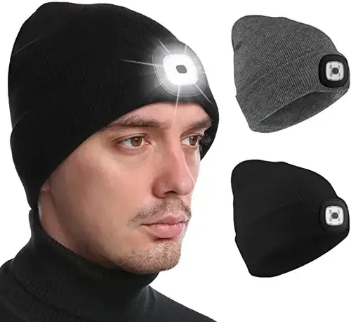 Warme LED-Beanie-Mütze mit Licht - Winterzauber Robin
