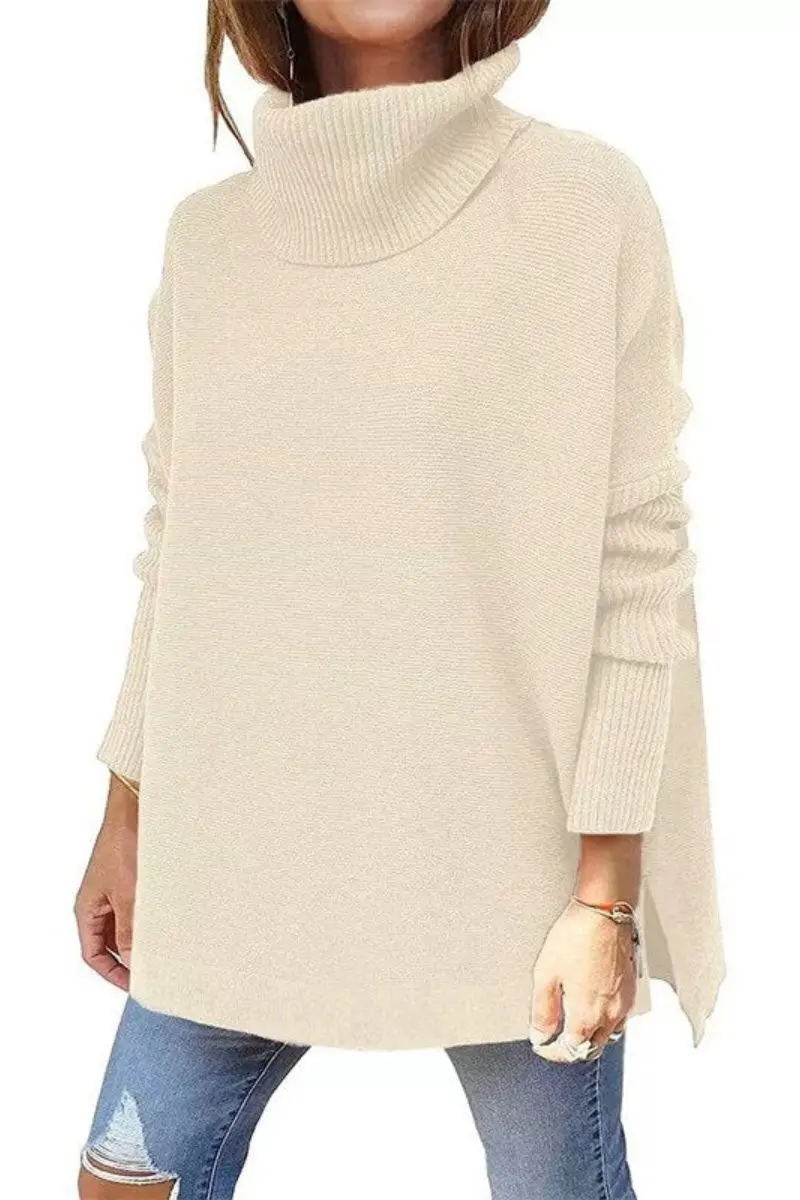 Warme locker sitzende Damenpullover mit Rollkragen - Amara