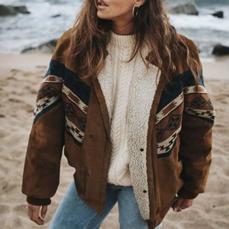Warme Retro-Plüsch-Herbstjacke – Daisy