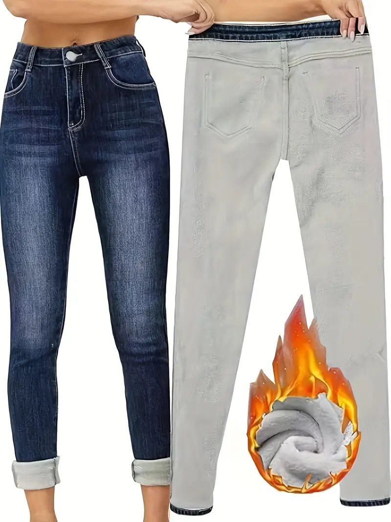 Warme Winter-Skinny Jeans mit Futter - Selvia