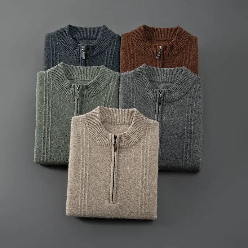 Warmer Herbstlicher Herrenpullover mit Halbem Reißverschluss - Logan