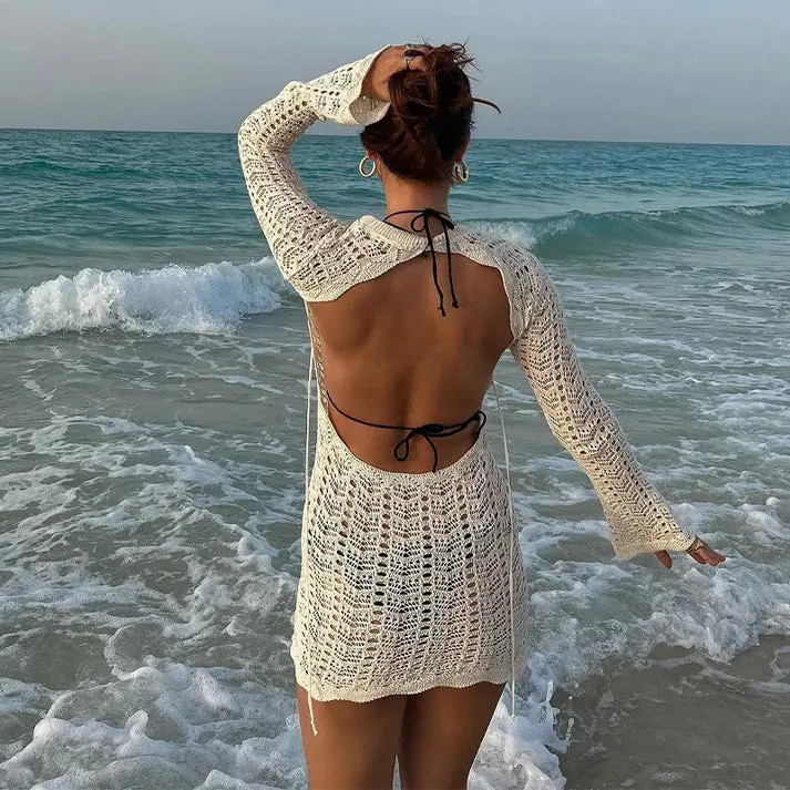 Weißes Strandkleid aus Luftigem Stoff – Solène