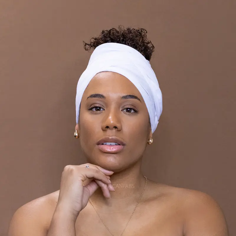White Headwrap - Stretchy Jersey Fabric Turban