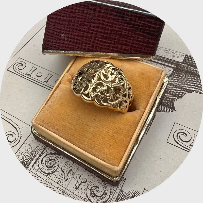 Wide Open-worked Scrollwork Ring