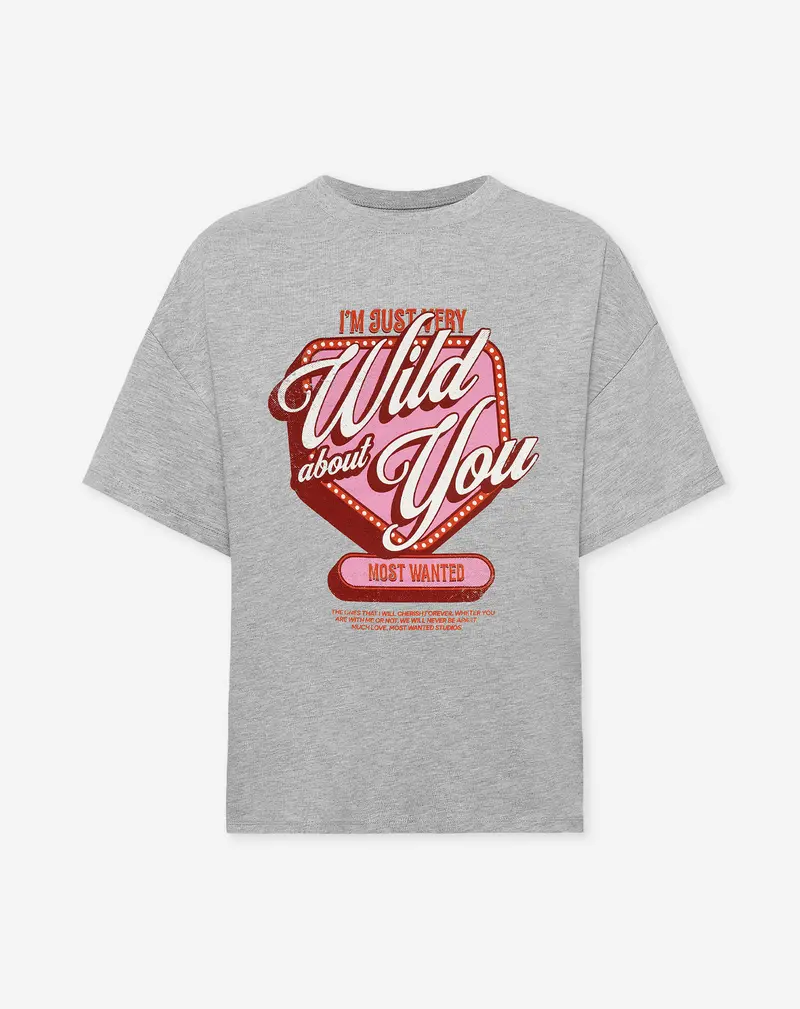 WILD ABOUT YOU OVERSIZED TEE GRIJS MELANGE