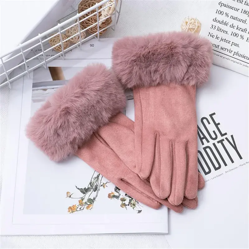 Wildlederhandschuhe mit Kunstfell - Winterzauber VelvetGlam