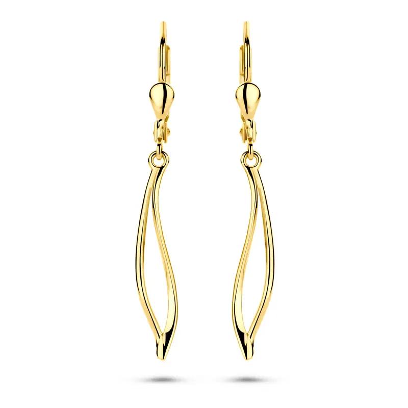 'Willow' 14 karaat geelgouden oorhangers met brisure sluiting