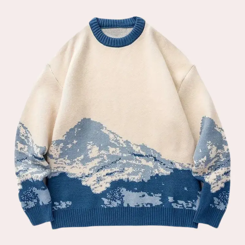 Winter-Strickpullover für Herren mit Bergmotiv - Nordin