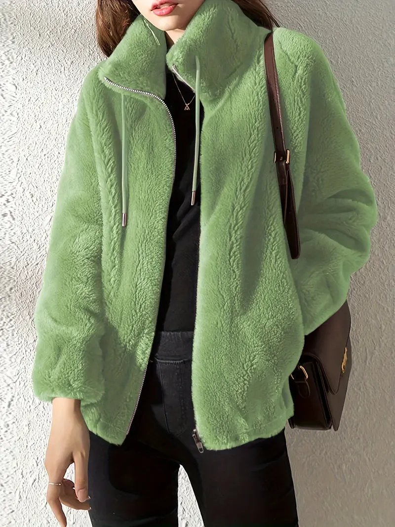 Winter-Teddyjacke mit Kordelzug und Reißverschluss – Isla