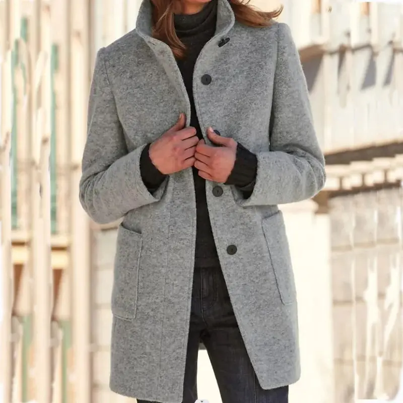 Winter-Wollmantel mit Knopfverschluss für Damen - Eva