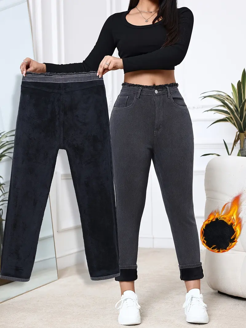 Winterfeste, fleece-gefütterte Skinny-Jeans – Eliana