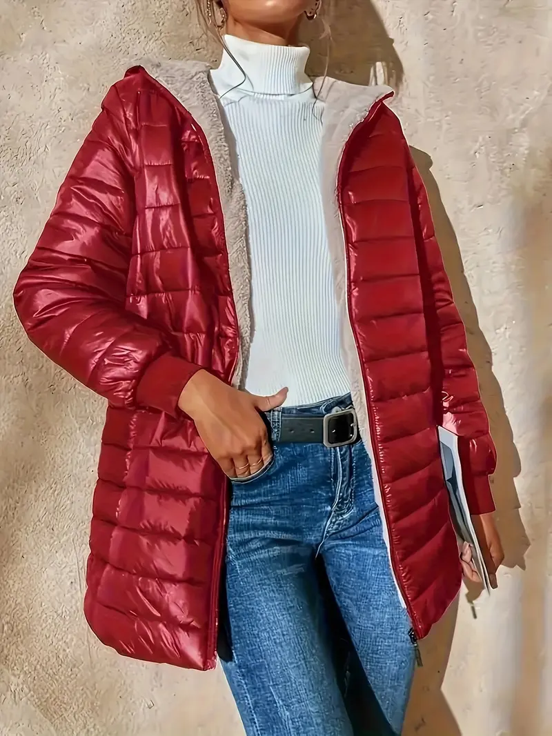 Winterfeste, fleecegefütterte Damenjacke mit Reißverschluss - Eliza