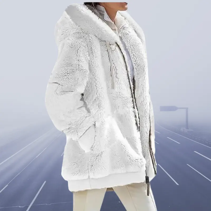 Winterliche Fleece-Weste mit Kapuze - Elena