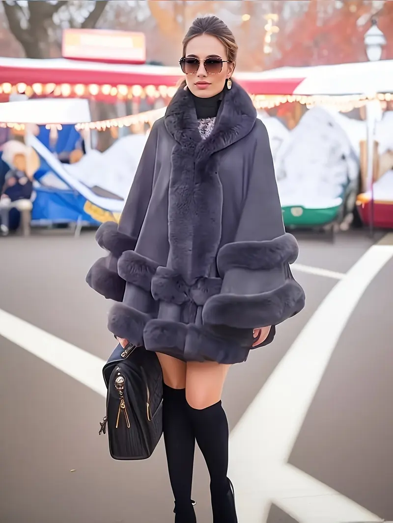 Winterliches Oversize-Fellcape-Mantel für Damen – Fiona