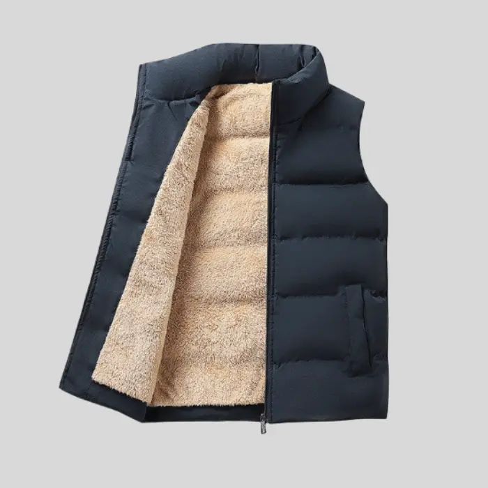 Winterzauber - Ärmellose bauschige Jacke mit Reißverschluss und Innenimitat