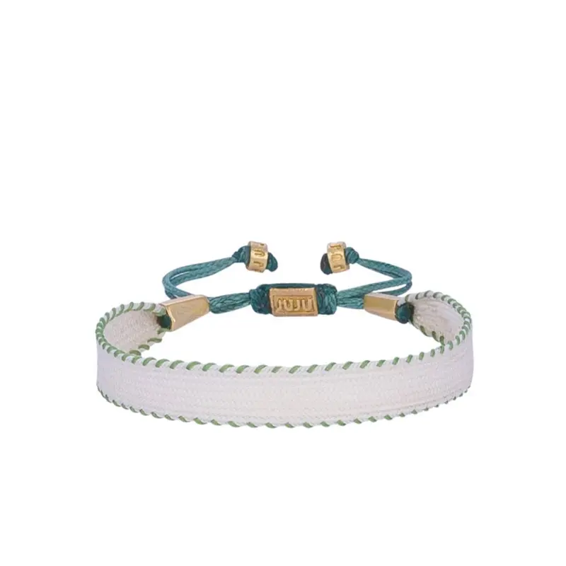 Witte en groene, grillige dikke koordarmband