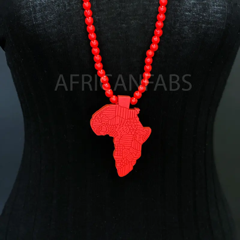 Wooden bead necklace / necklace / pendant - African continent - Red