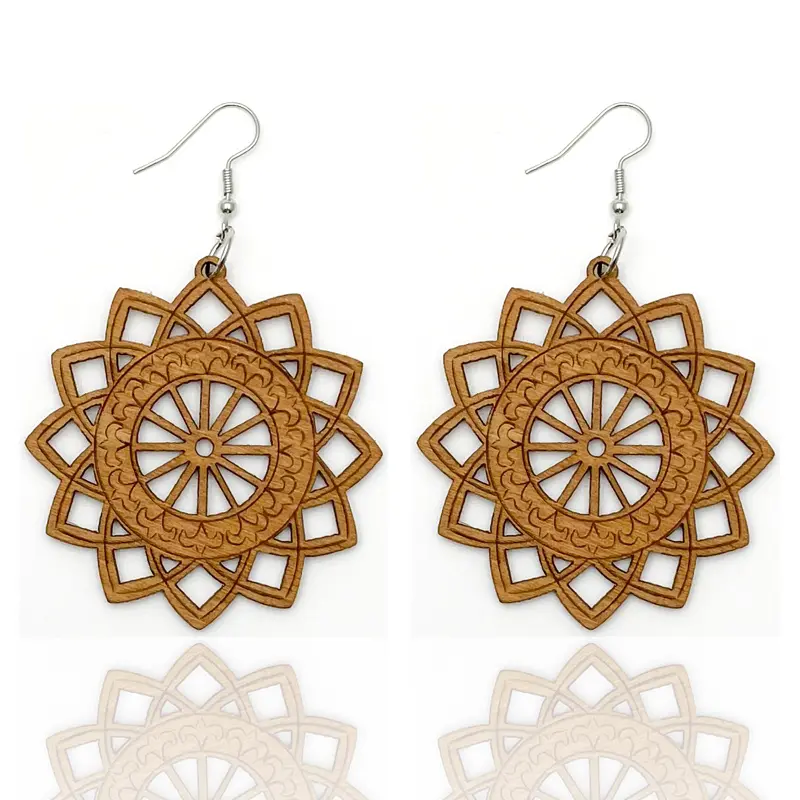 Wooden flower - African inspired earrings