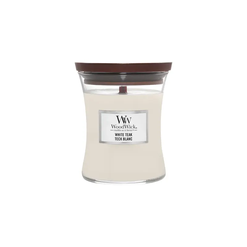 WOODWICK WHITE TEAK MEDIUM CANDLE