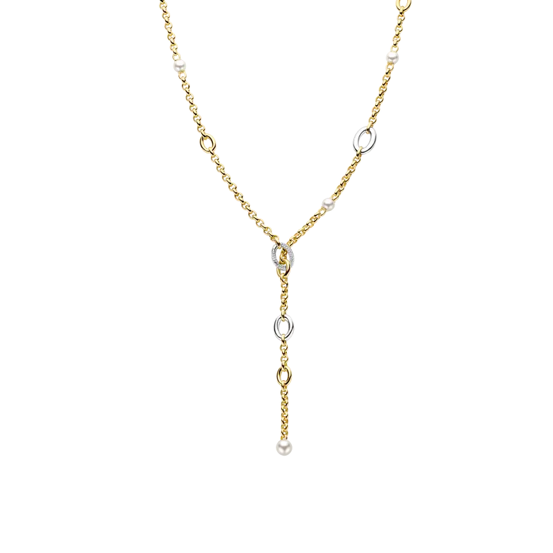 Y-shape Connected Zirconia Pearl Necklace