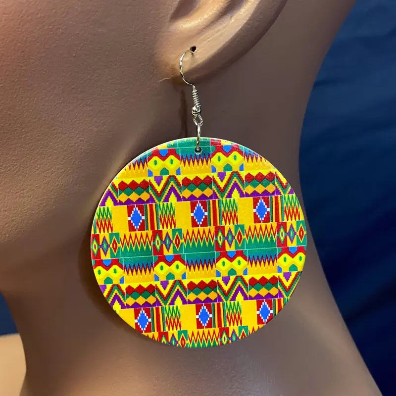 Yellow / Green Kente print Earrings