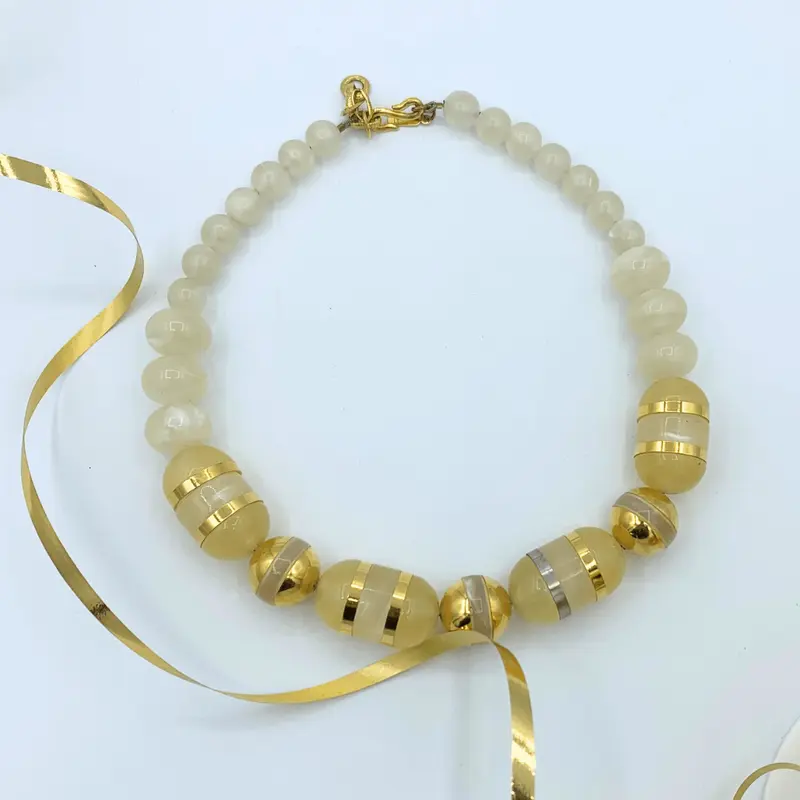 Yves Saint Laurent Cream-White Beaded Necklace