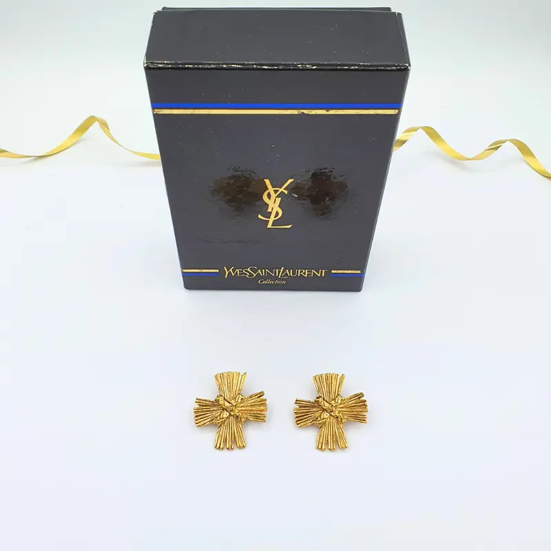 Yves Saint Laurent Cross-Shaped Clip Earrings