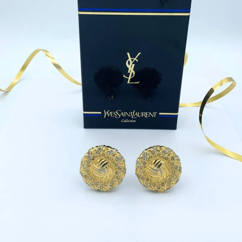 Yves Saint Laurent Crystal Stones Ear Clips