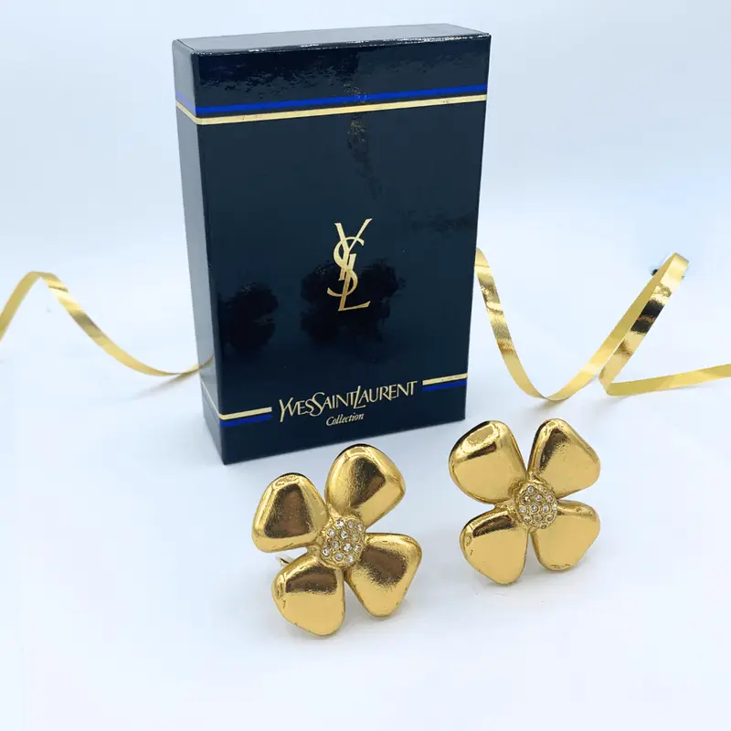 Yves Saint Laurent Flower Clip Earrings
