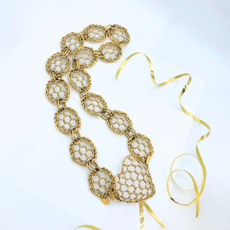 Yves Saint Laurent Openwork Honeycomb Motif Choker - Necklace - Belt