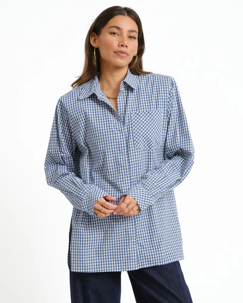 Zallie Button Shoulderpad Shirt